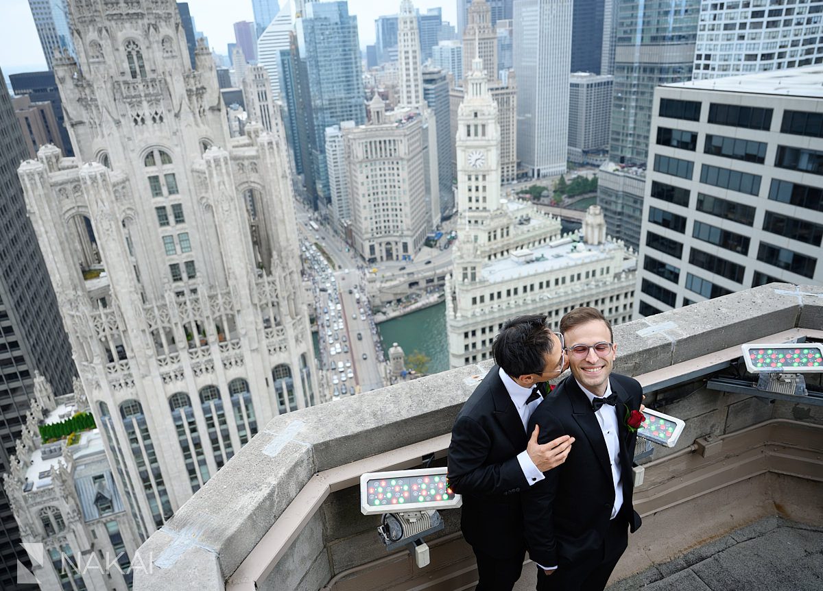 same sex marriage rooftop intercontinental chicago magnificent mile two grooms