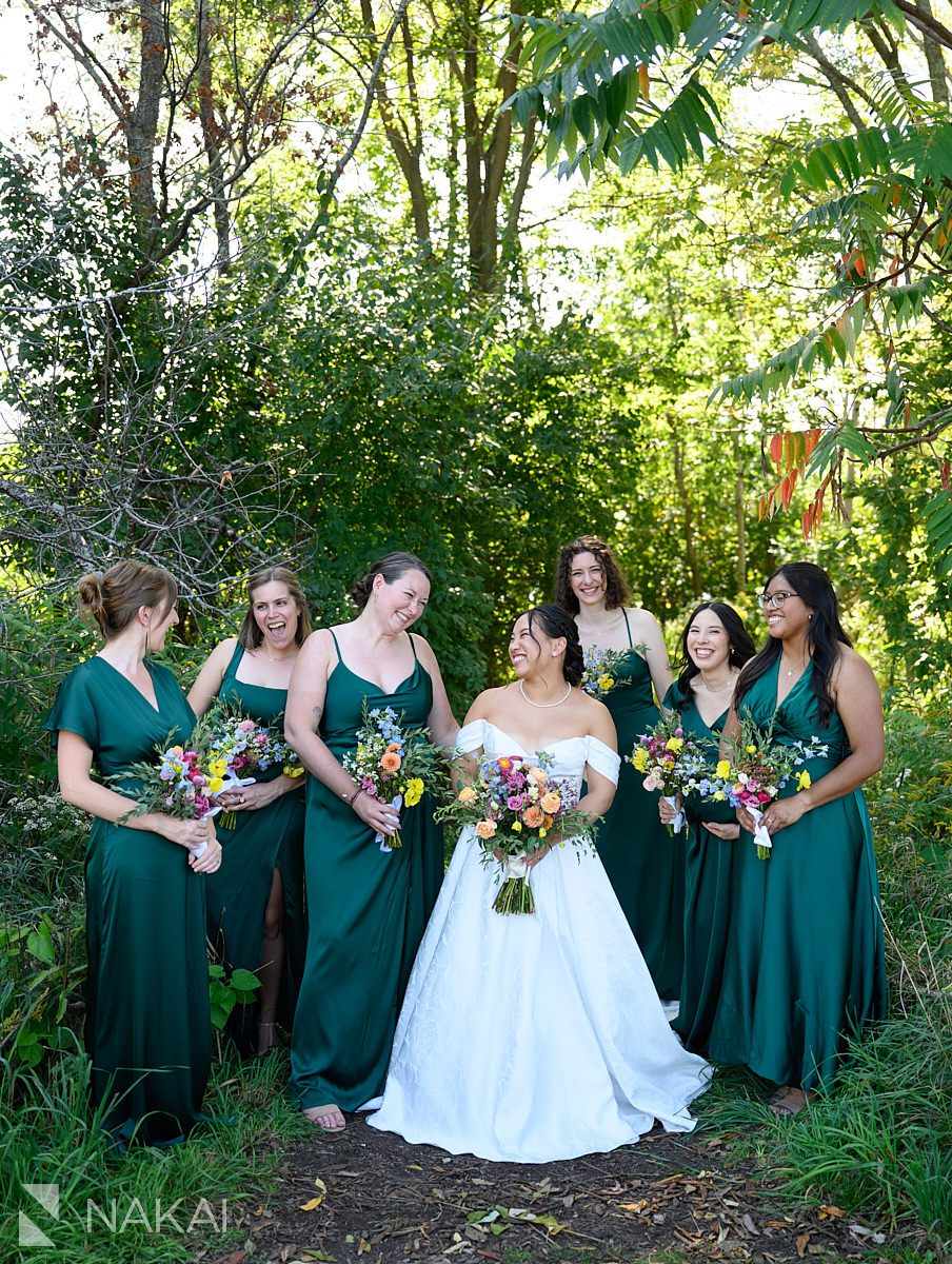 Chicago montrose beach wedding photos bridesmaids