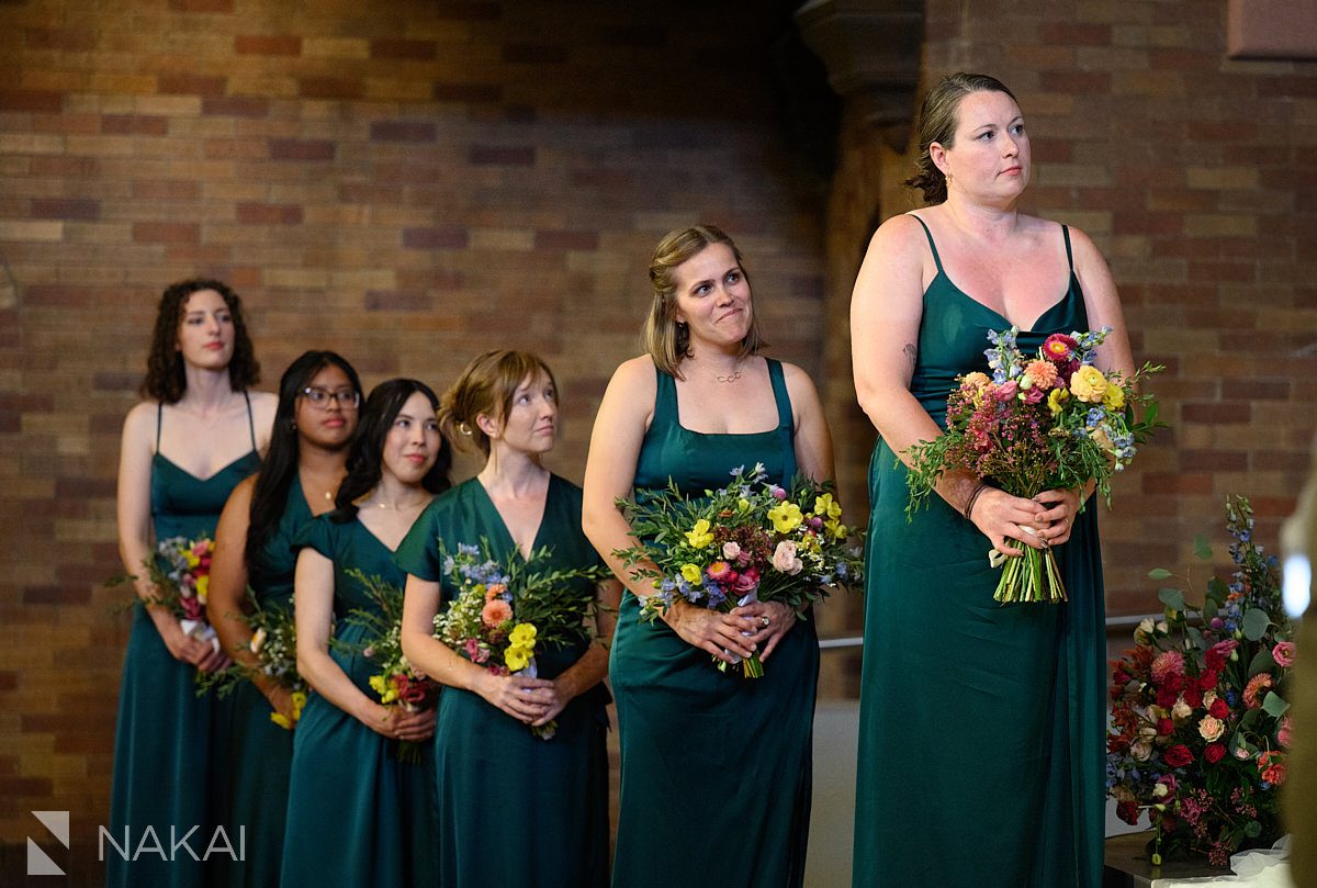 Chicago New Community church wedding ceremony bridesmaids