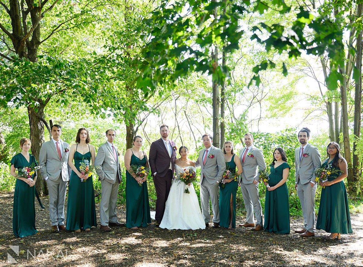 Chicago montrose beach wedding photos bridal party