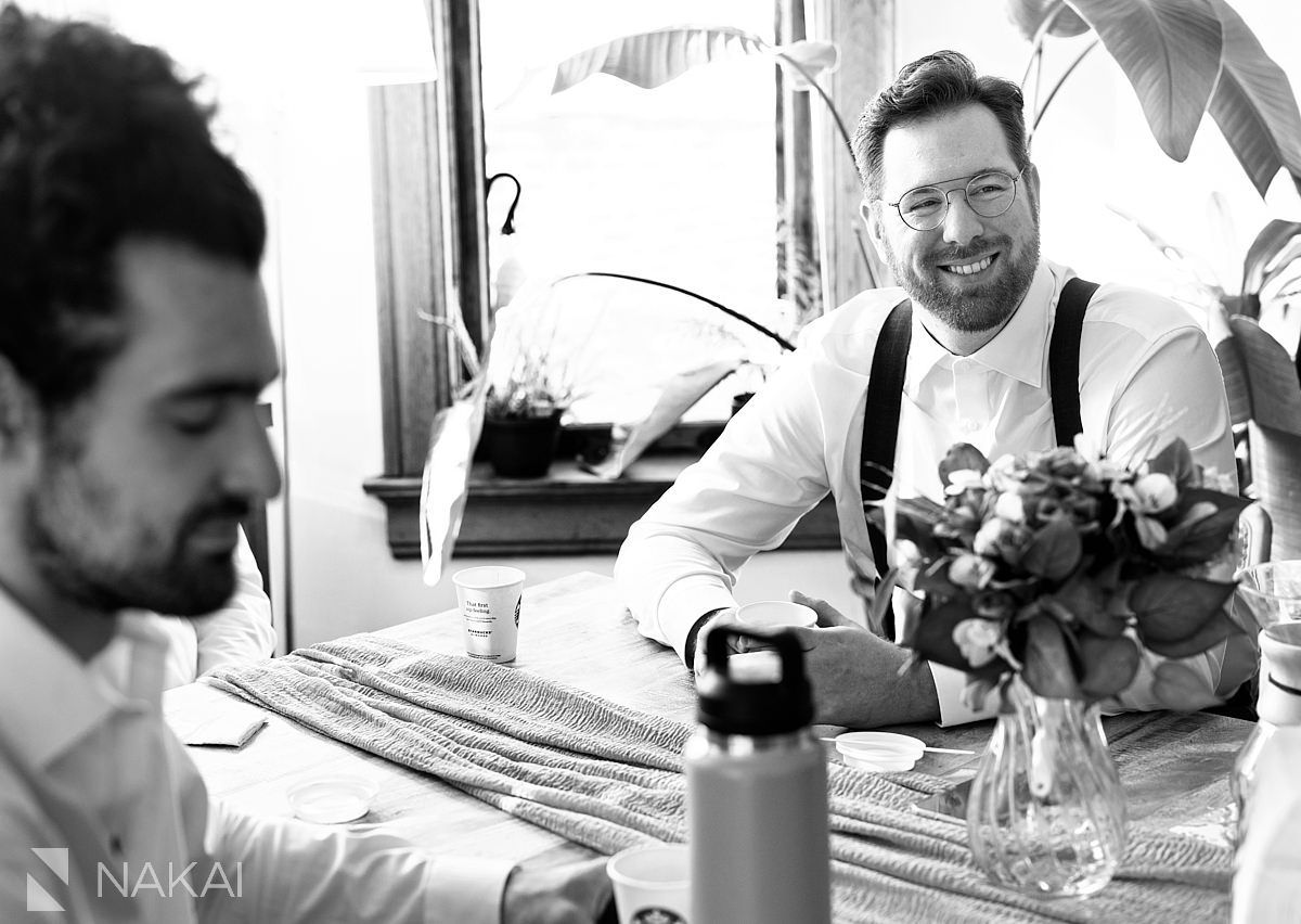 Chicago apartment grooms getting ready wedding photos
