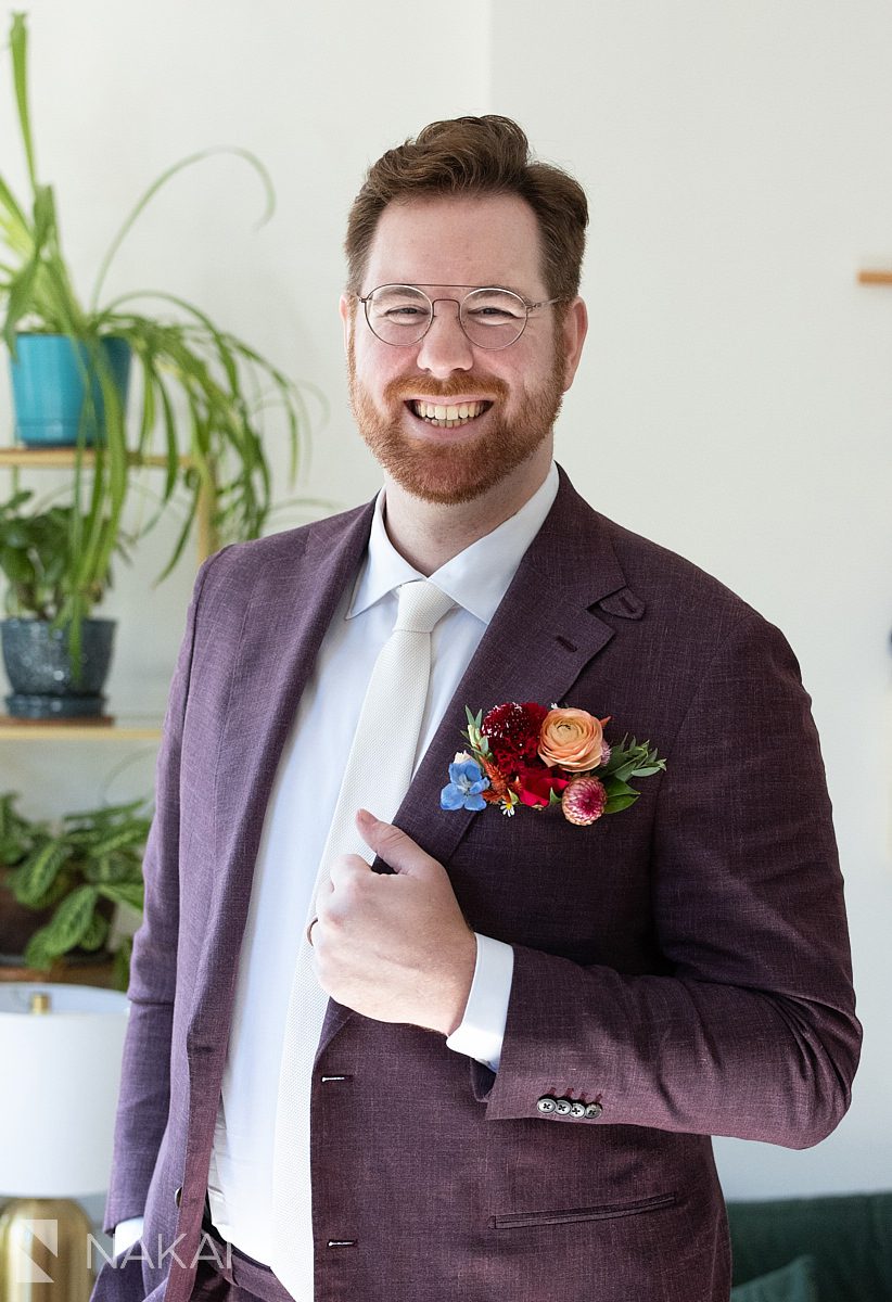 Chicago apartment grooms portrait wedding photo