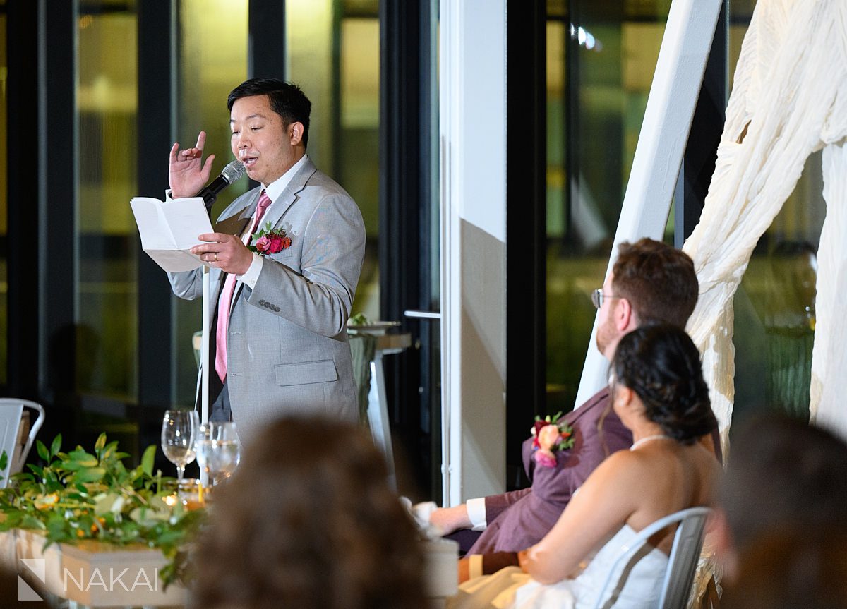 chicago greenhouse loft wedding reception toast