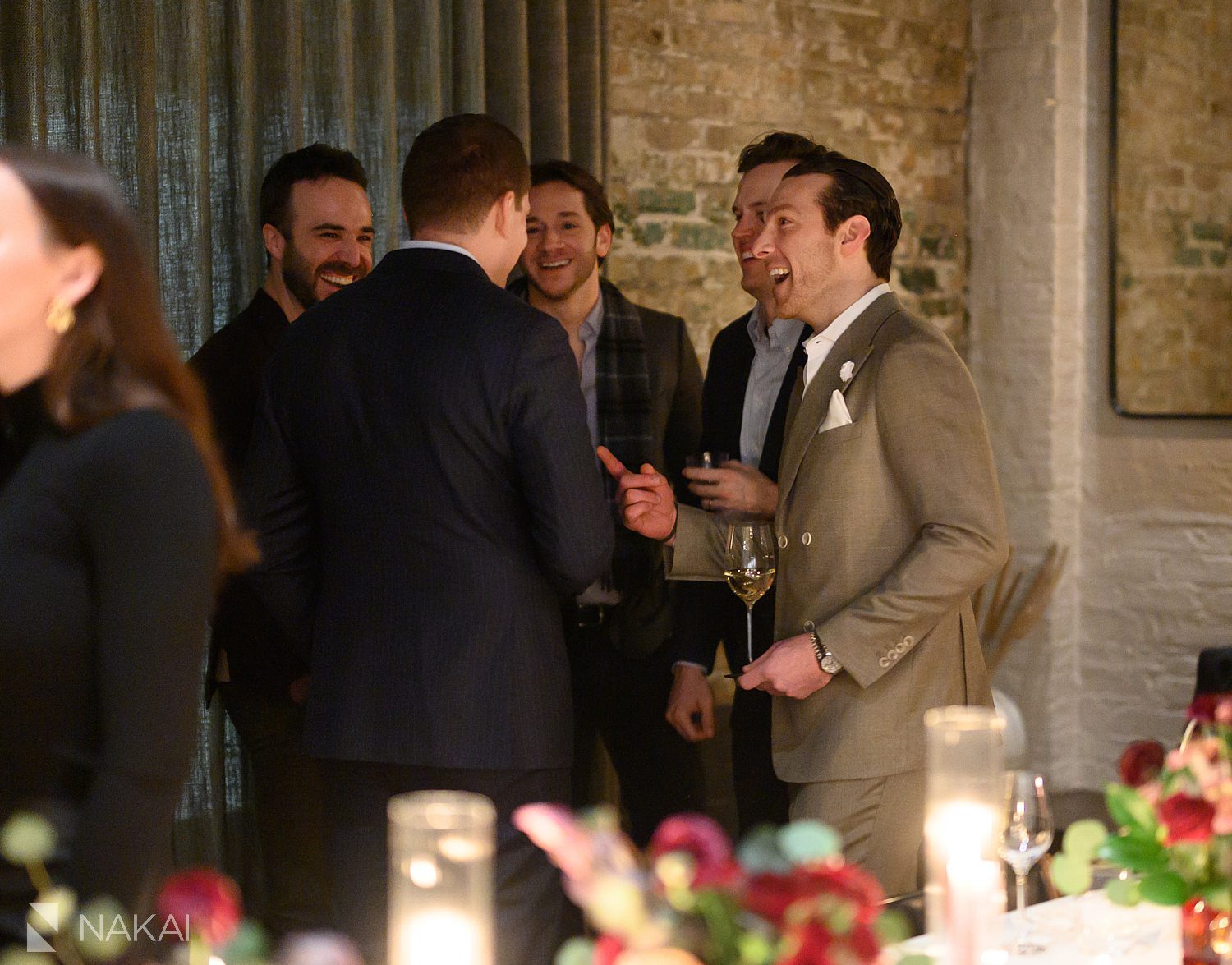 chicago private dining oriole guys laughing during cocktails