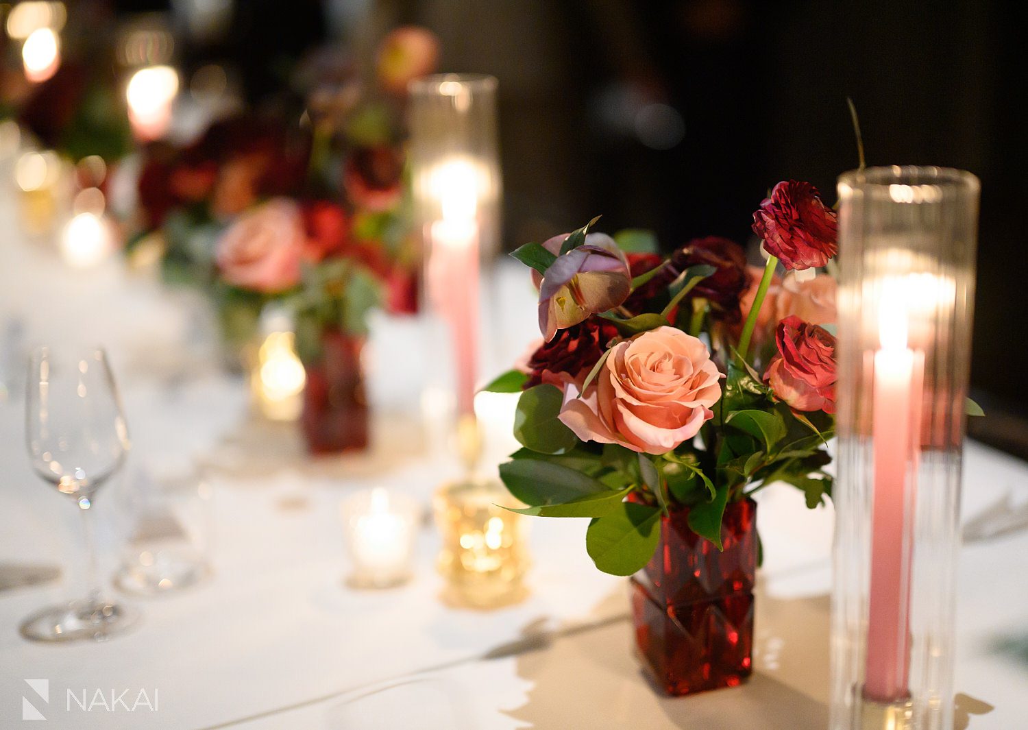 oriole private dining chicago close up of table flowers