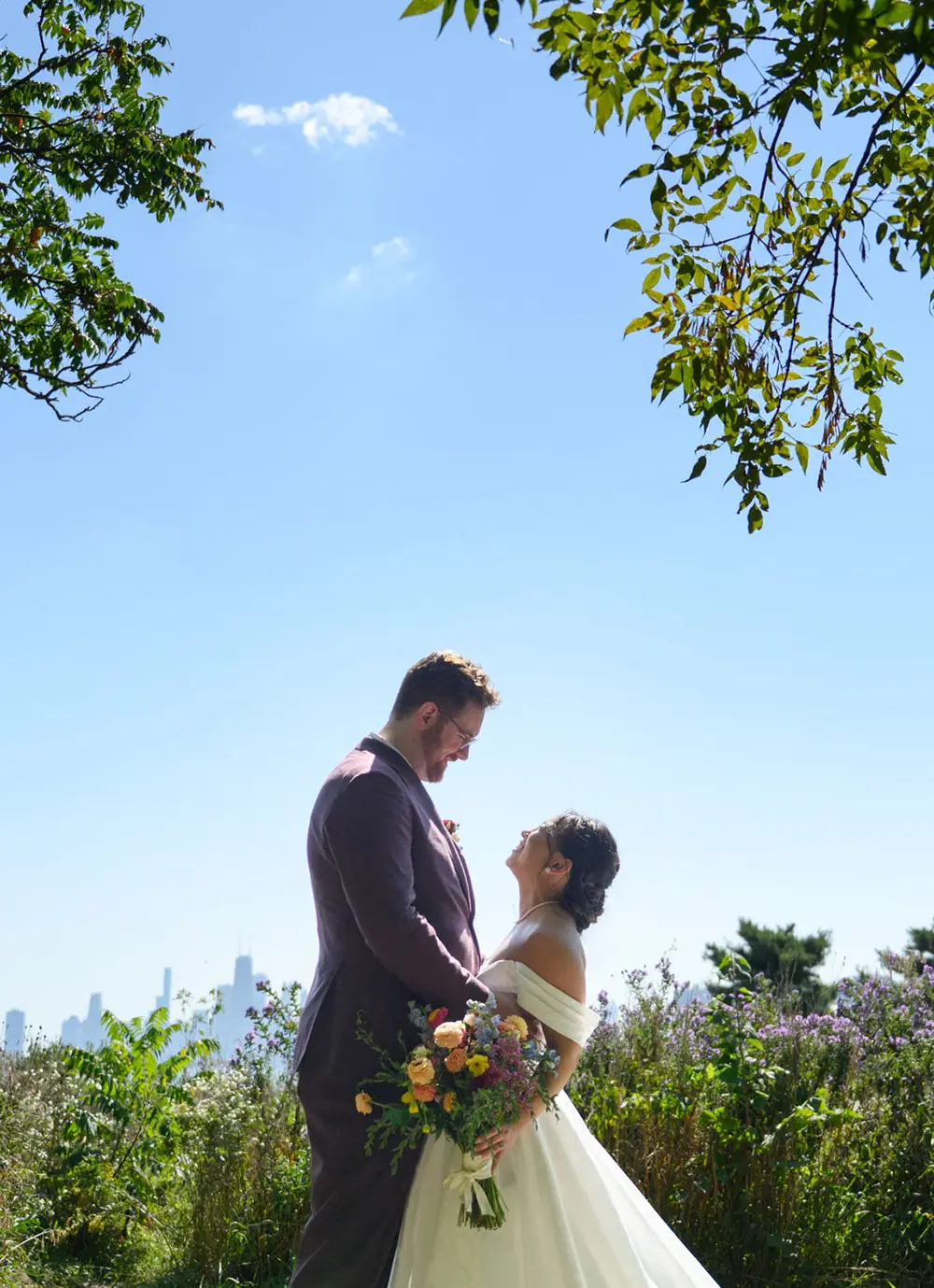 chicago montrose beach wedding photo bride and groom
