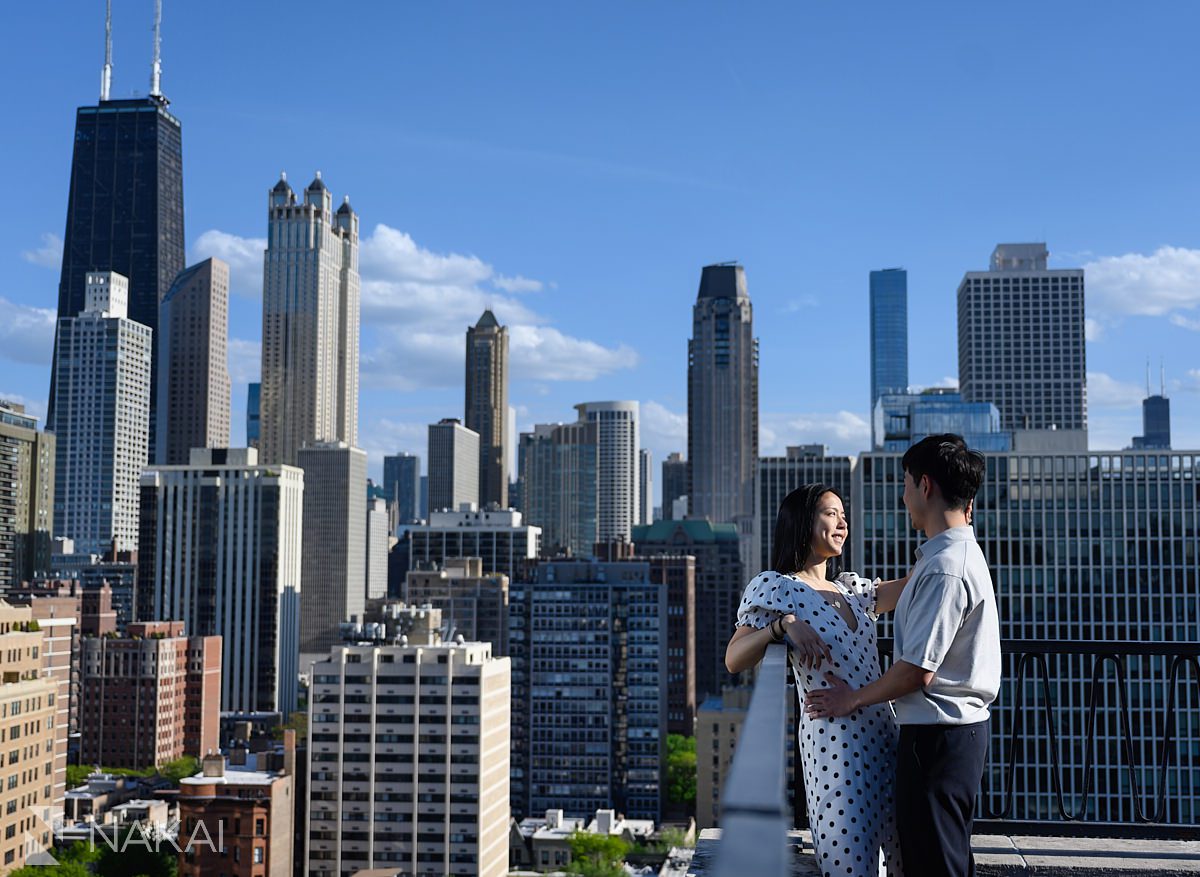 soaking the moment in chicago private proposal skyline in background