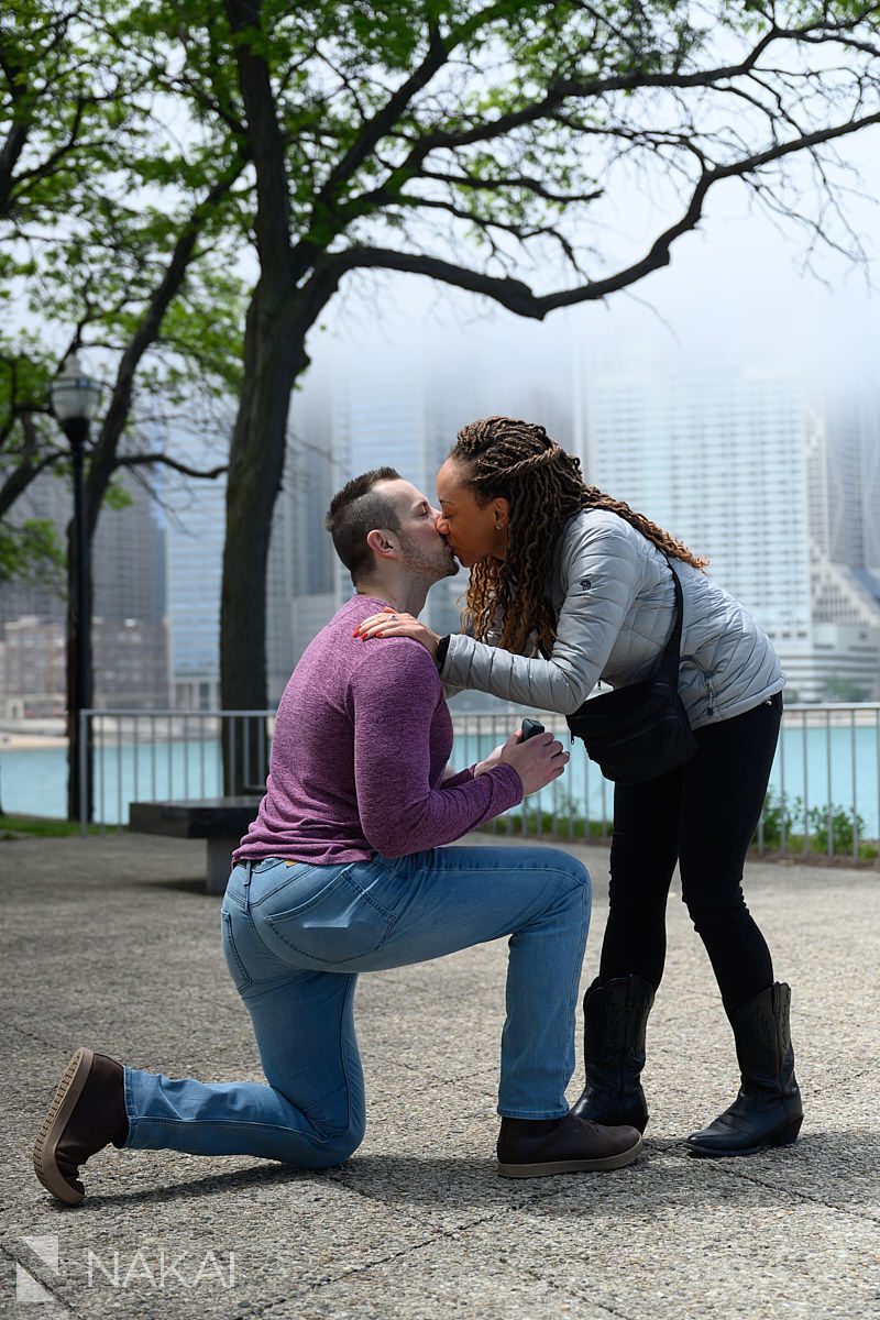 kiss after chicago lakefront proposal