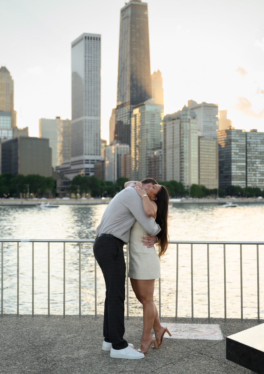 hug after chicago fake out suprise proposal at olive park