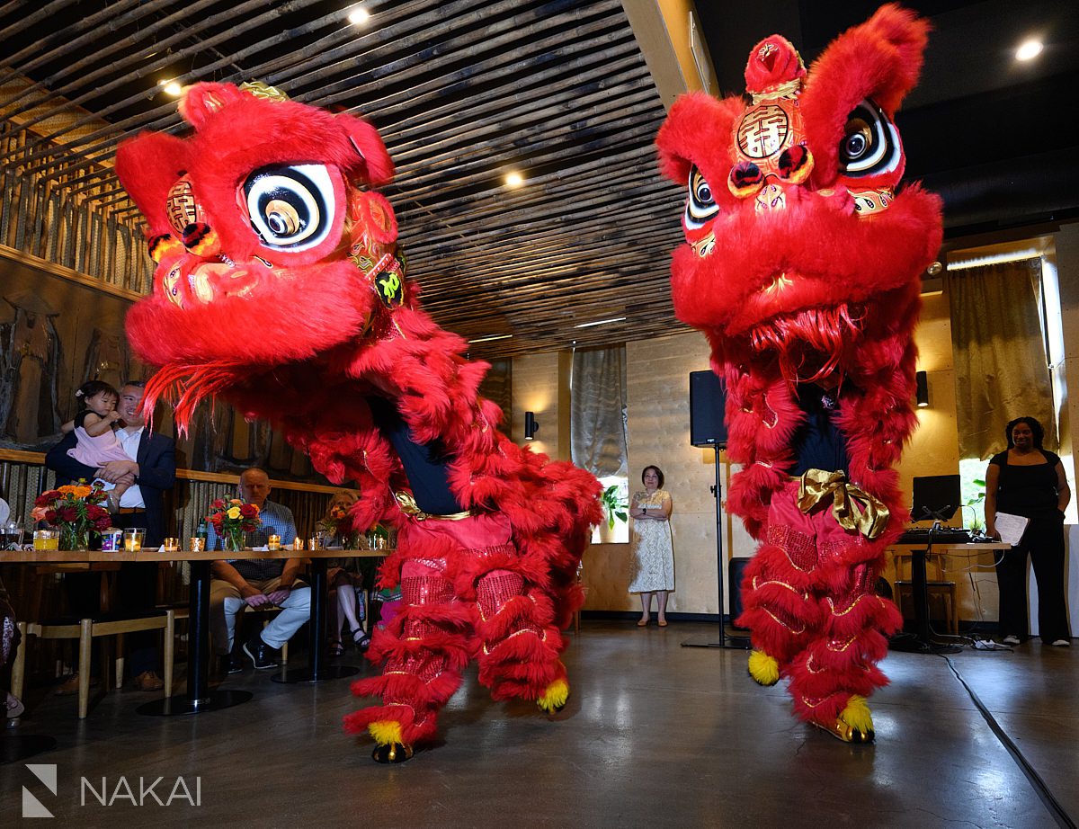 red chicago lion dance wedding reception