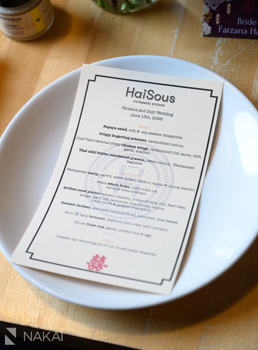 haisous menu for chicago restaurant wedding reception chicago pilsen