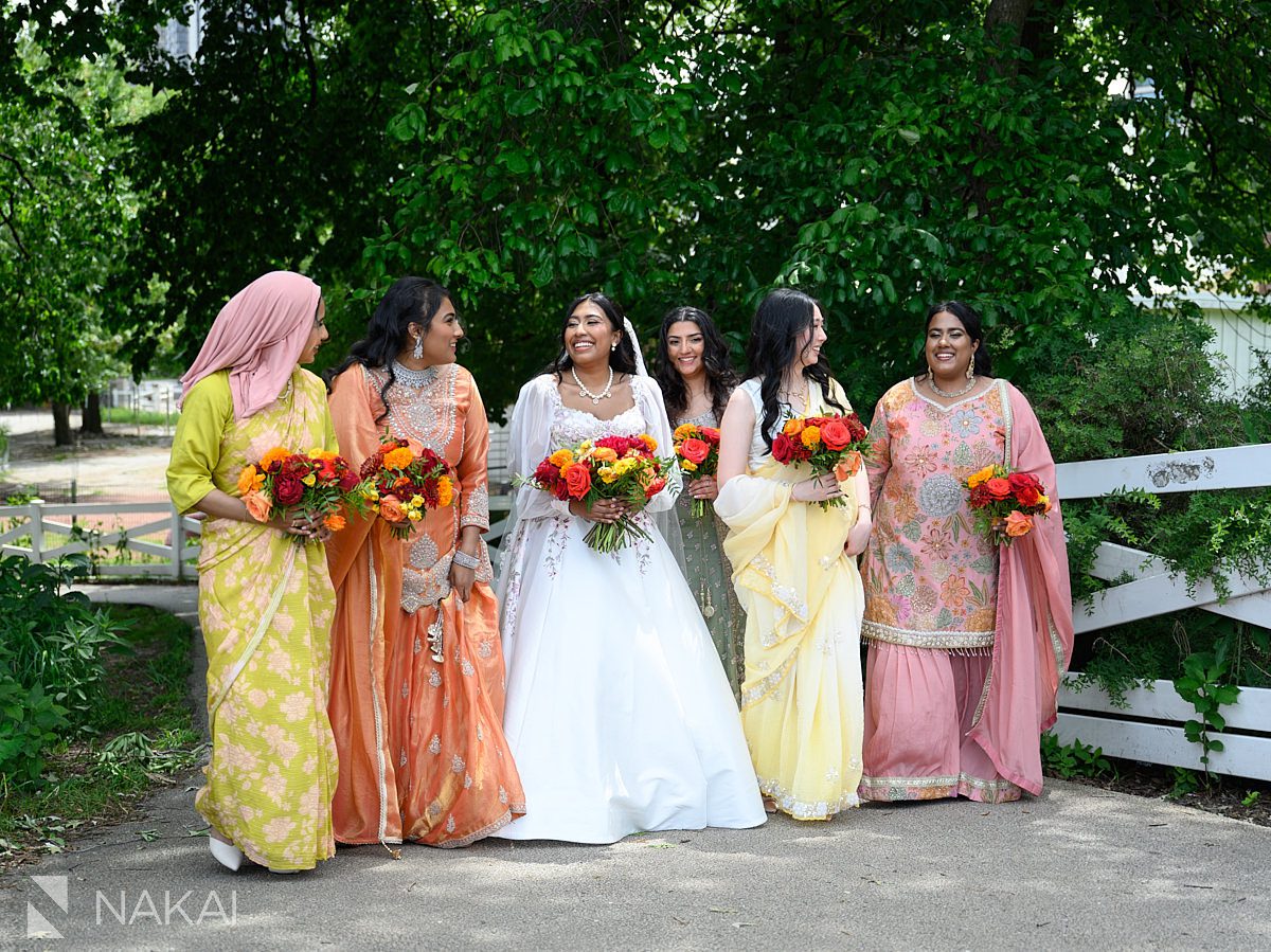 south asian bridesmaids in lincoln park south pond area