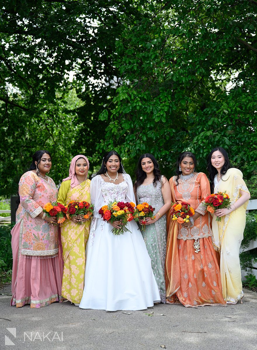 south asian bridesmaids in lincoln park south pond area