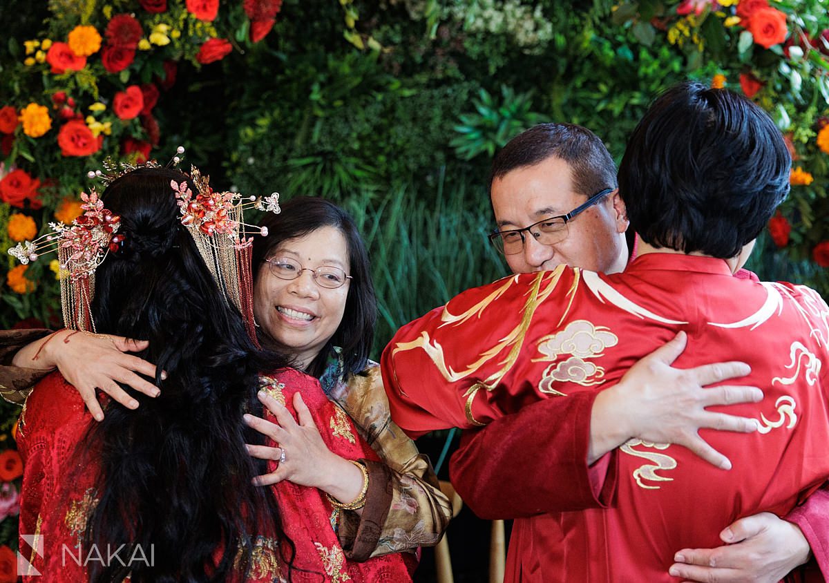 parents during chicago chinese tea ceremony wedding day