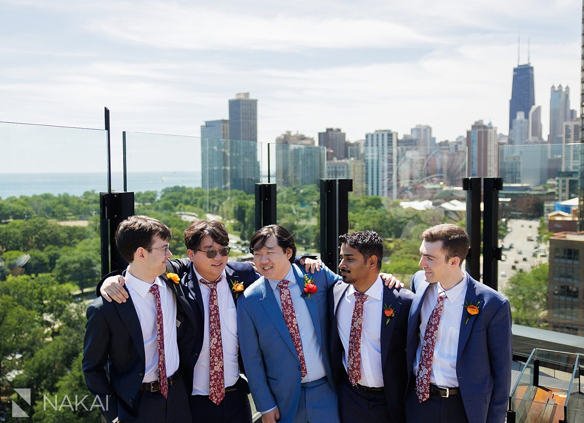 hotel lincoln wedding rooftop photo of groomsmen