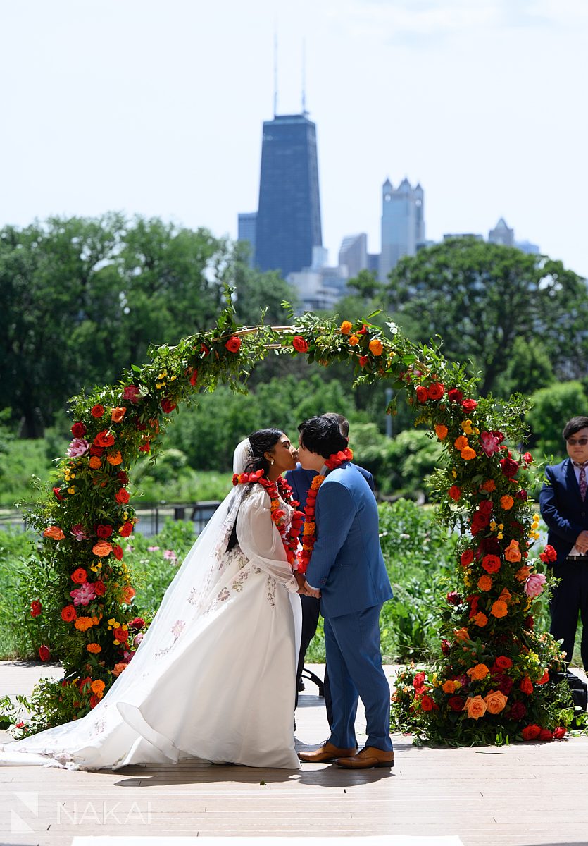 first kiss peoples gas pavilion wedding ceremony