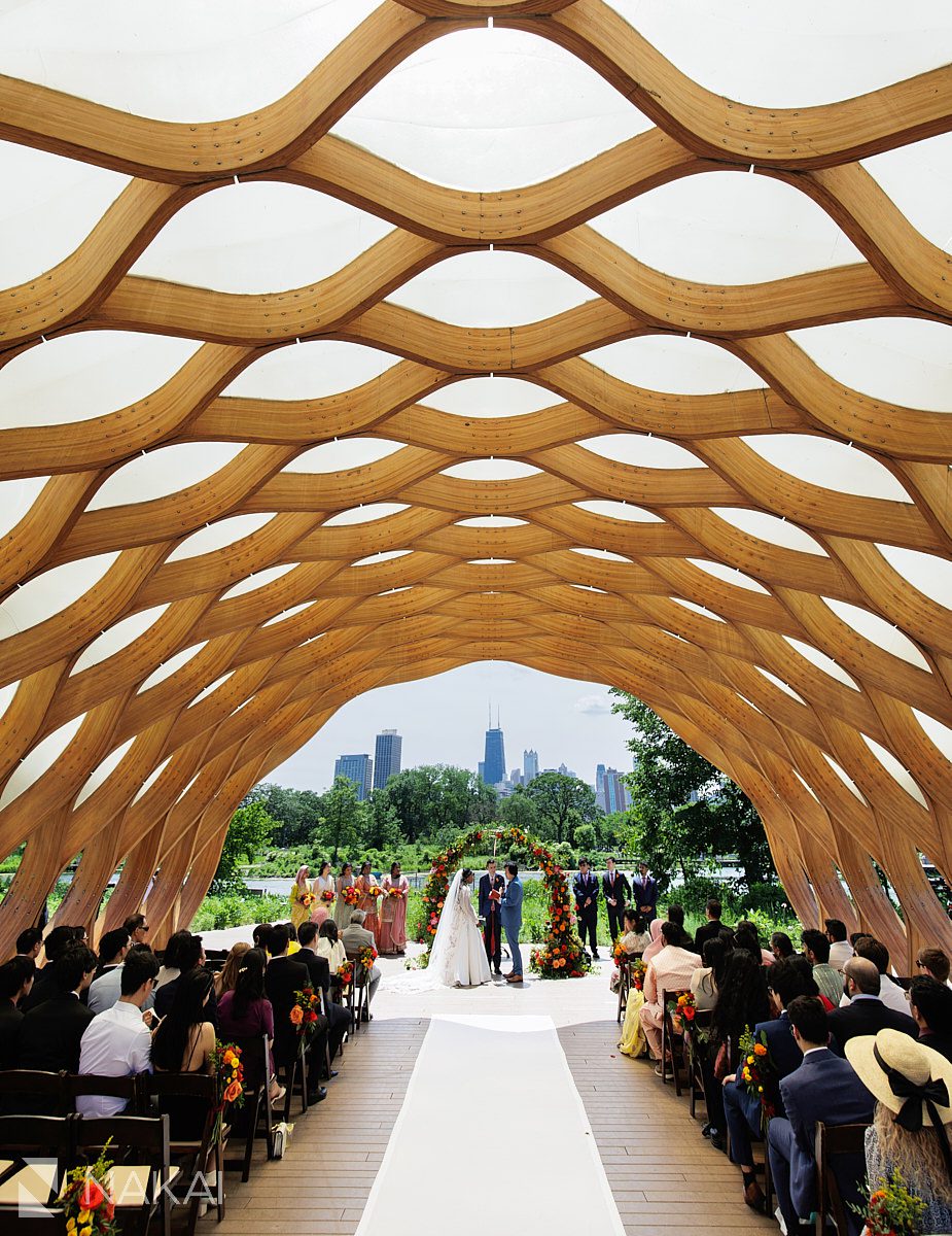 people's gas pavilion wedding ceremony vertical wide shot of everything