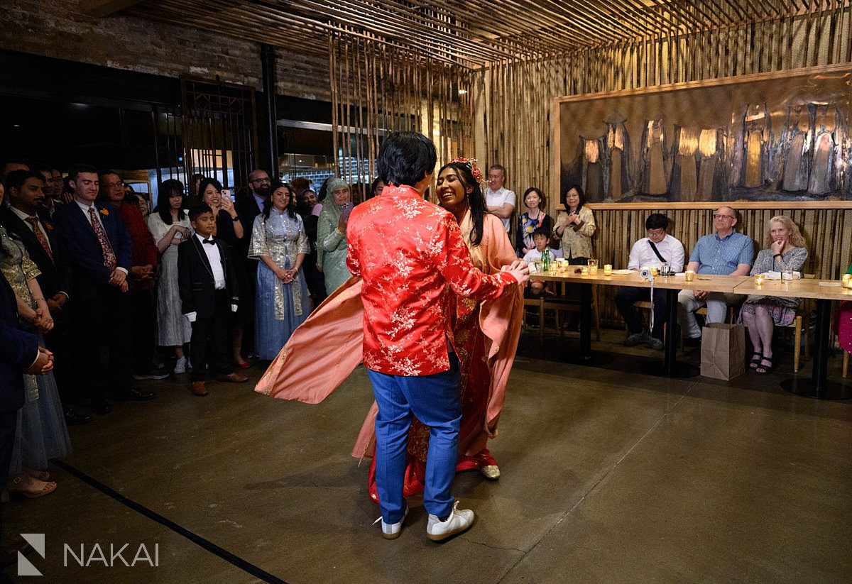 first dance at restaurant wedding reception in chicago