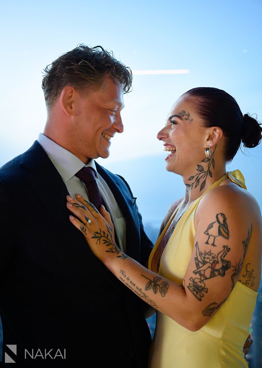 close up laughing on skydeck proposal 