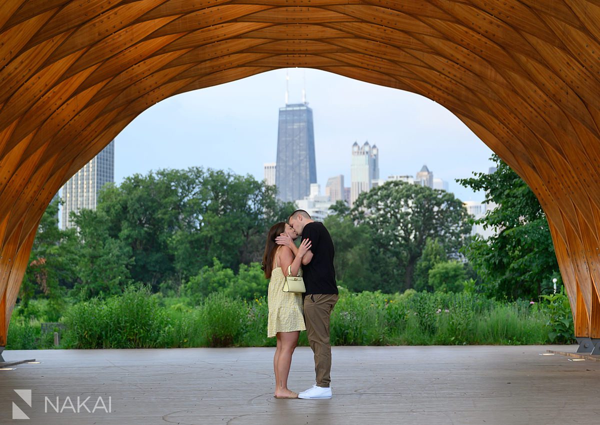 hugging after honeycomb proposal in Chicago