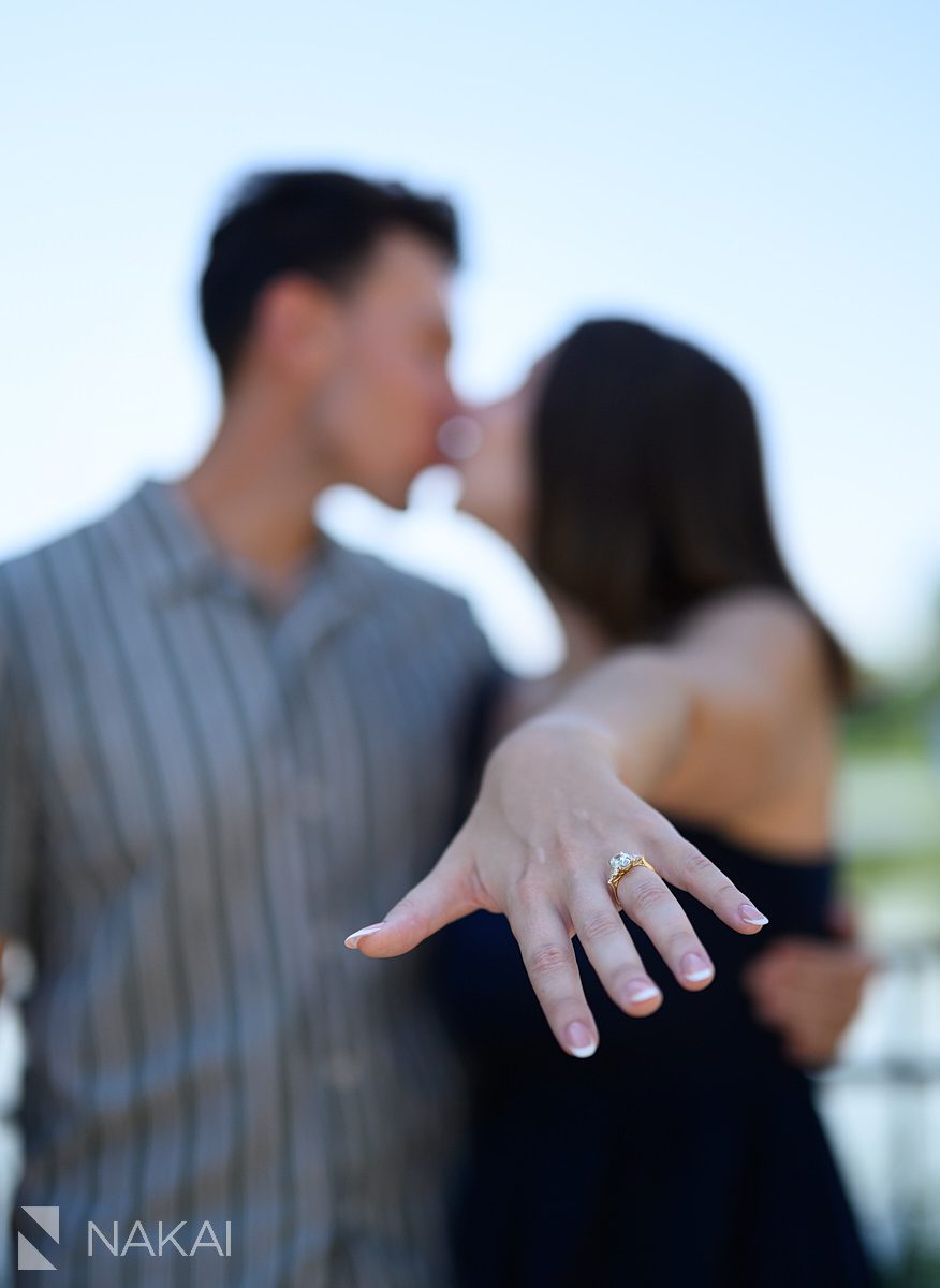 showing off ring chicago north pond proposal photo