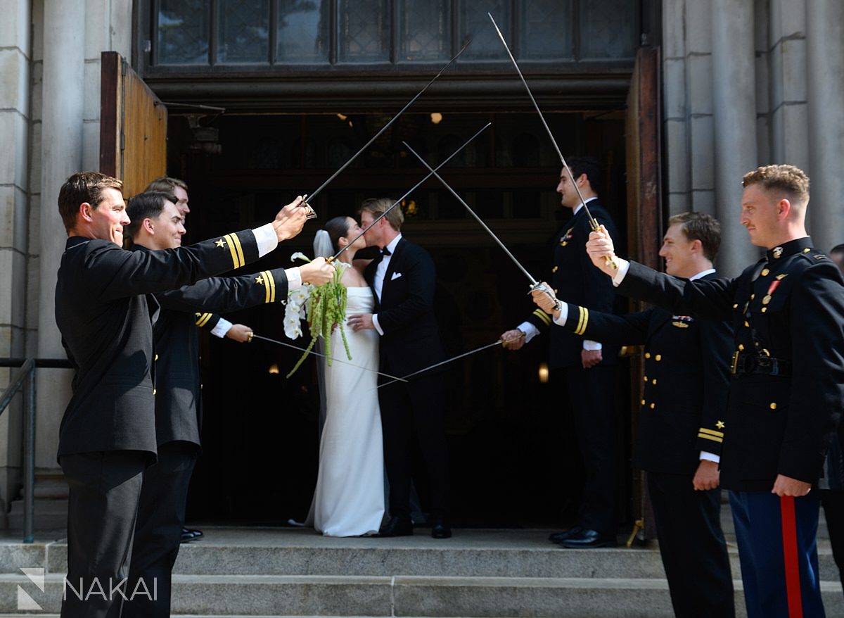 marine arch of swords wedding