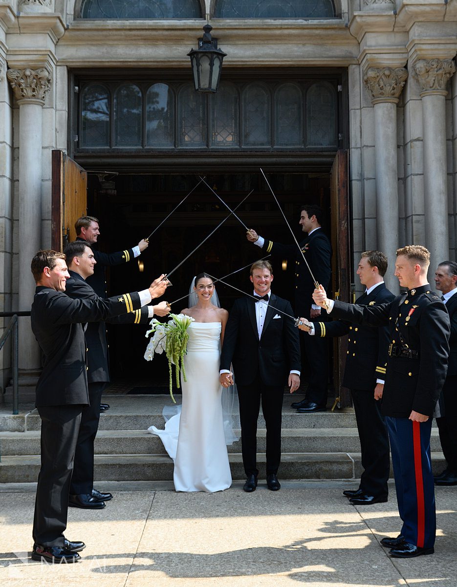 marine arch of swords wedding