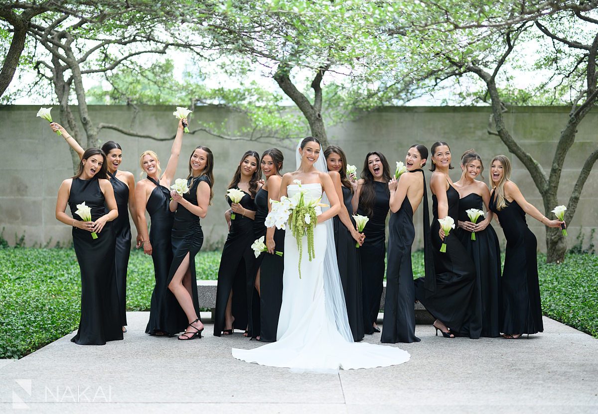 bridesmaids art institute wedding photos in South Garden