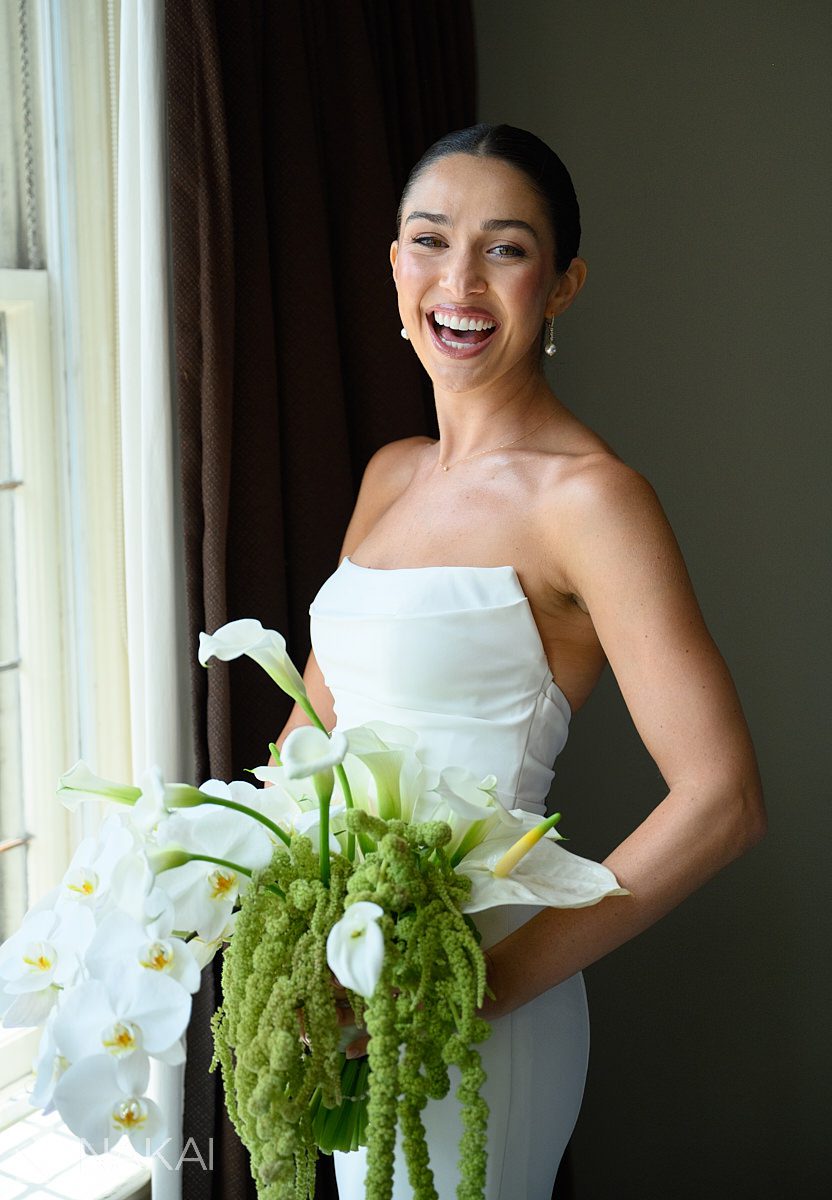 bride portrait smiling university club chicago wedding