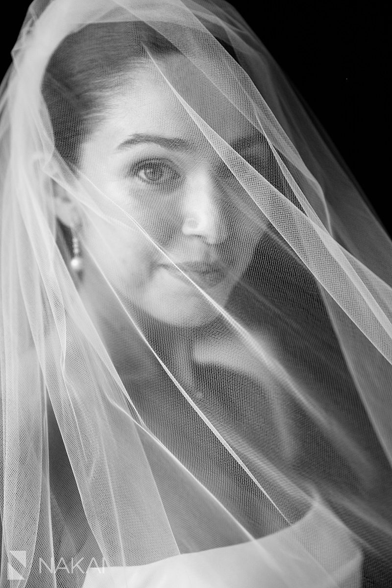 close up of bride under veil university club chicago wedding photo
