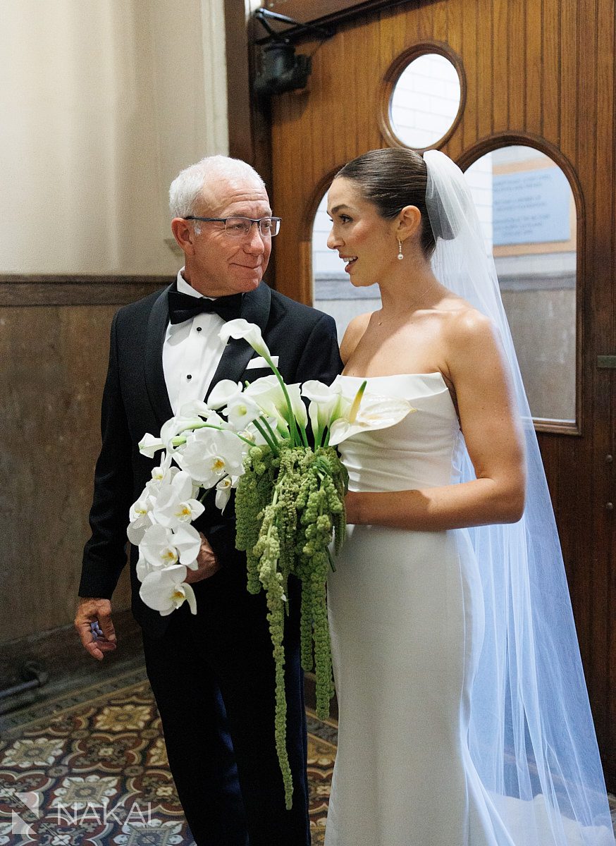 bride and father chicago st michaels wedding in old town ceremony