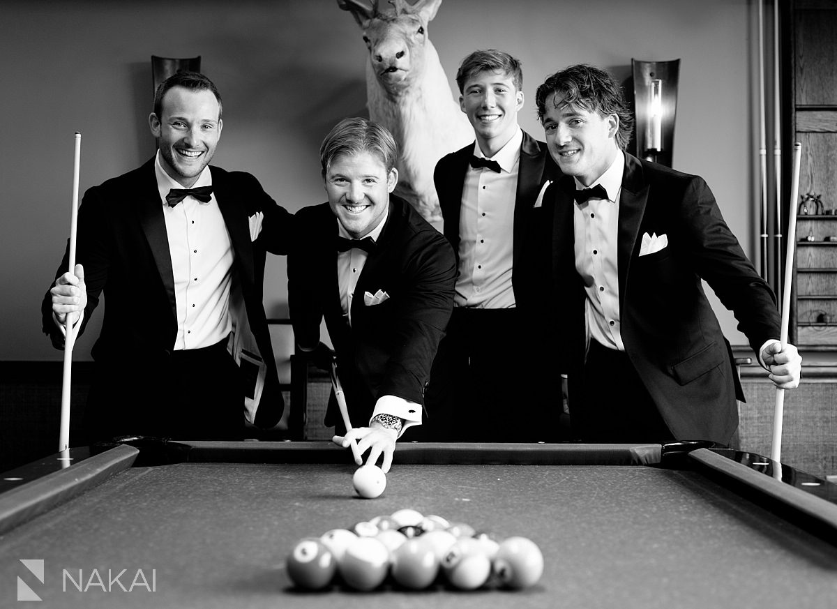 playing billards university club chicago wedding