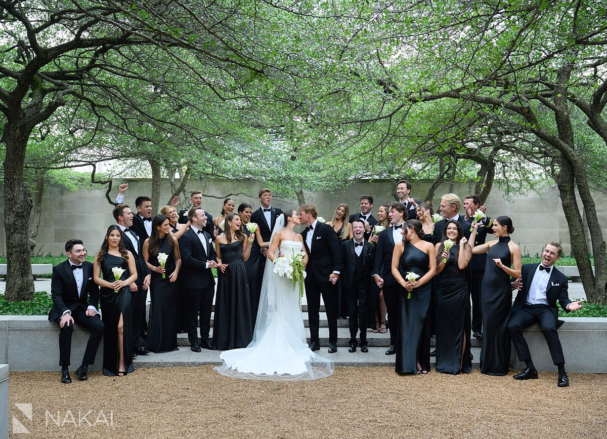 large bridal party south garden wedding photos at art institute