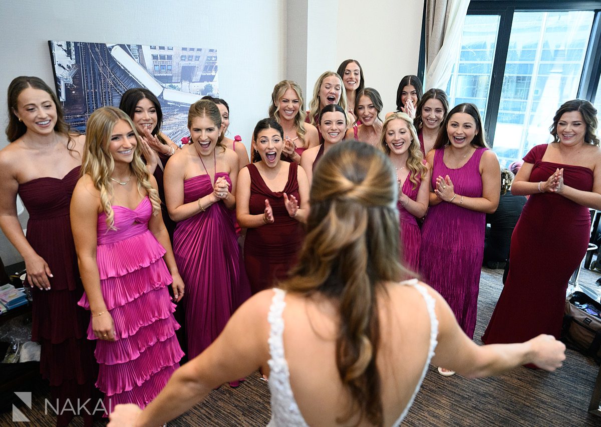 bridesmaid reveal westin river north wedding