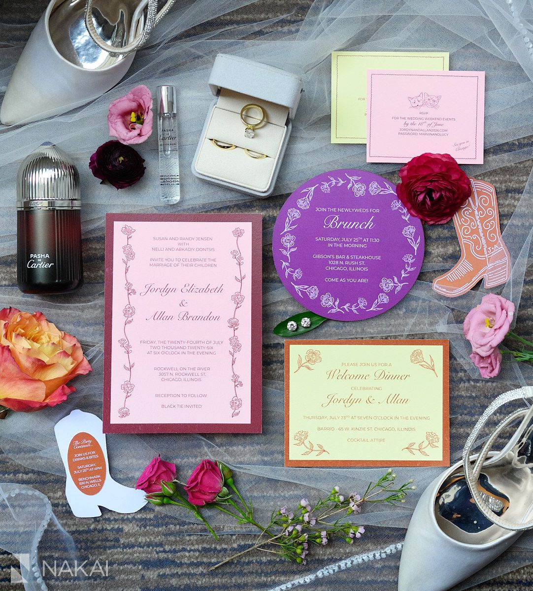 invitation lay flat chicago wedding