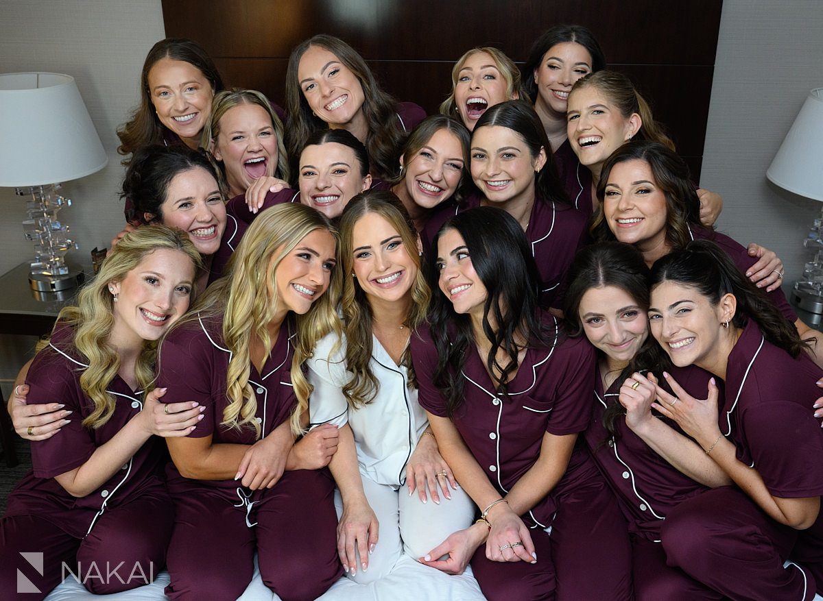 bridesmaids in pjs chicago wedding
