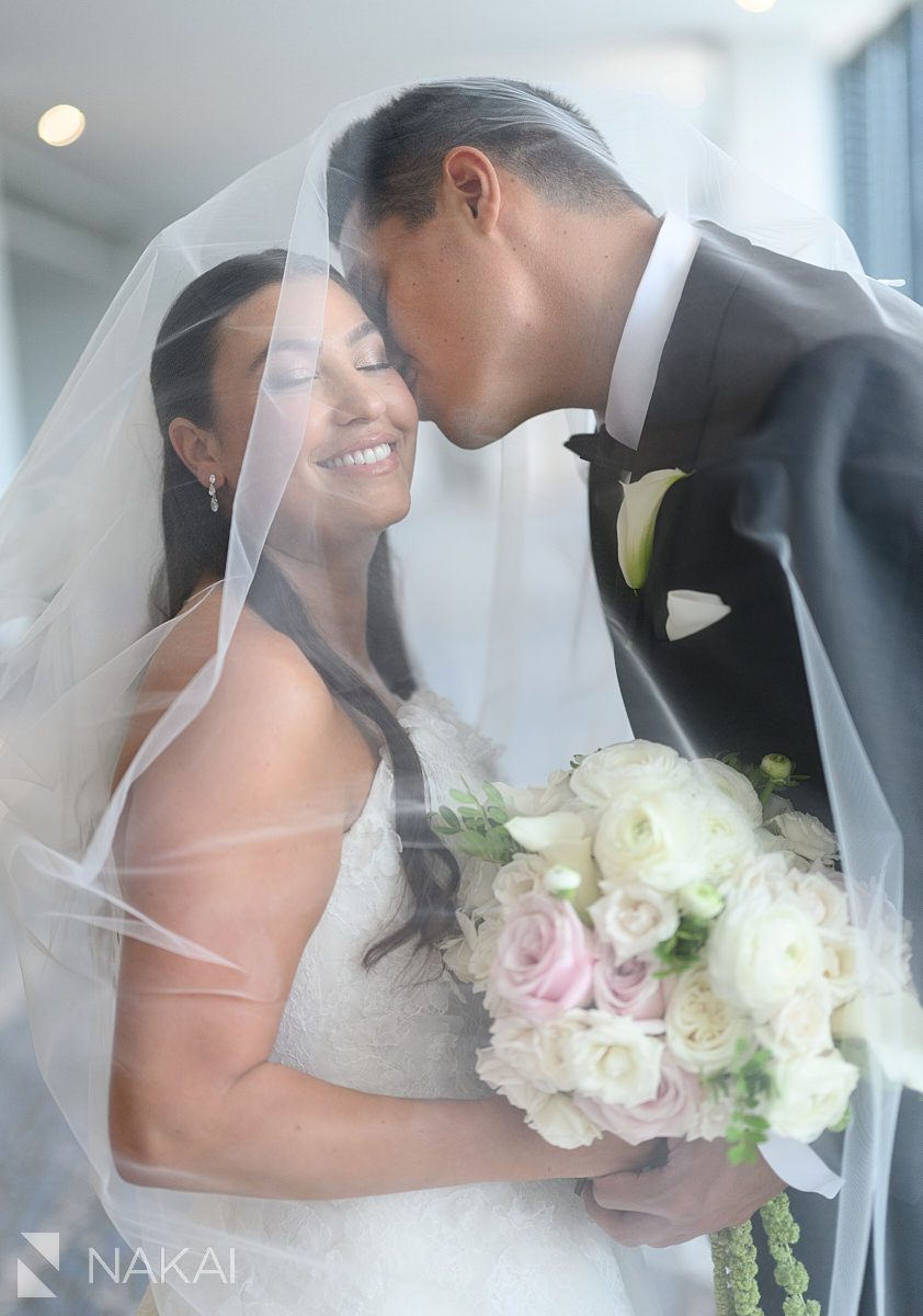 bride groom veil Radisson blu aqua hotel chicago wedding photo 