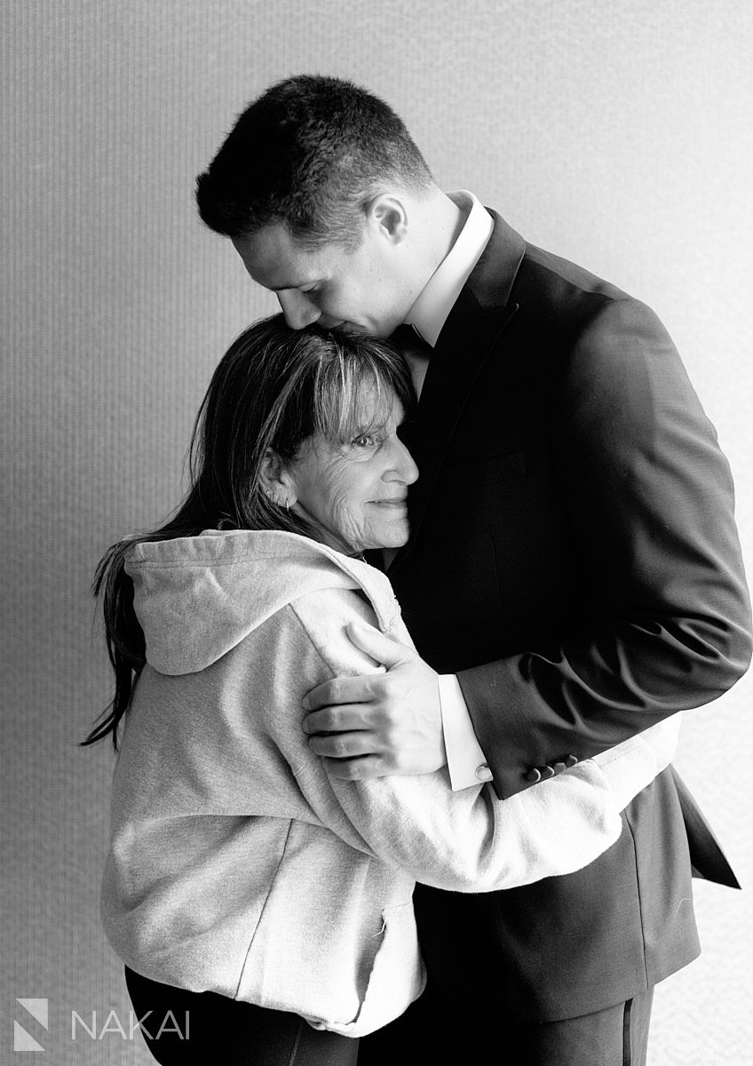 candid moment with mom Radisson blu aqua hotel chicago wedding 