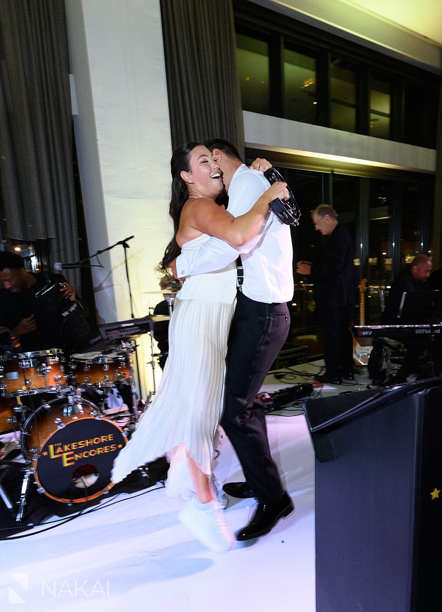 dancing on stage Radisson blu aqua hotel chicago wedding reception