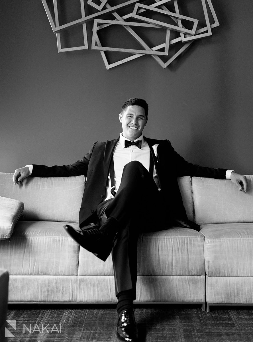 groom portraits Radisson blu aqua hotel chicago wedding 