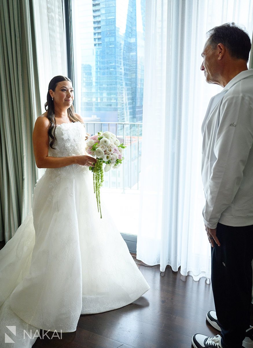bride reveal to dad Radisson blu aqua hotel chicago wedding 