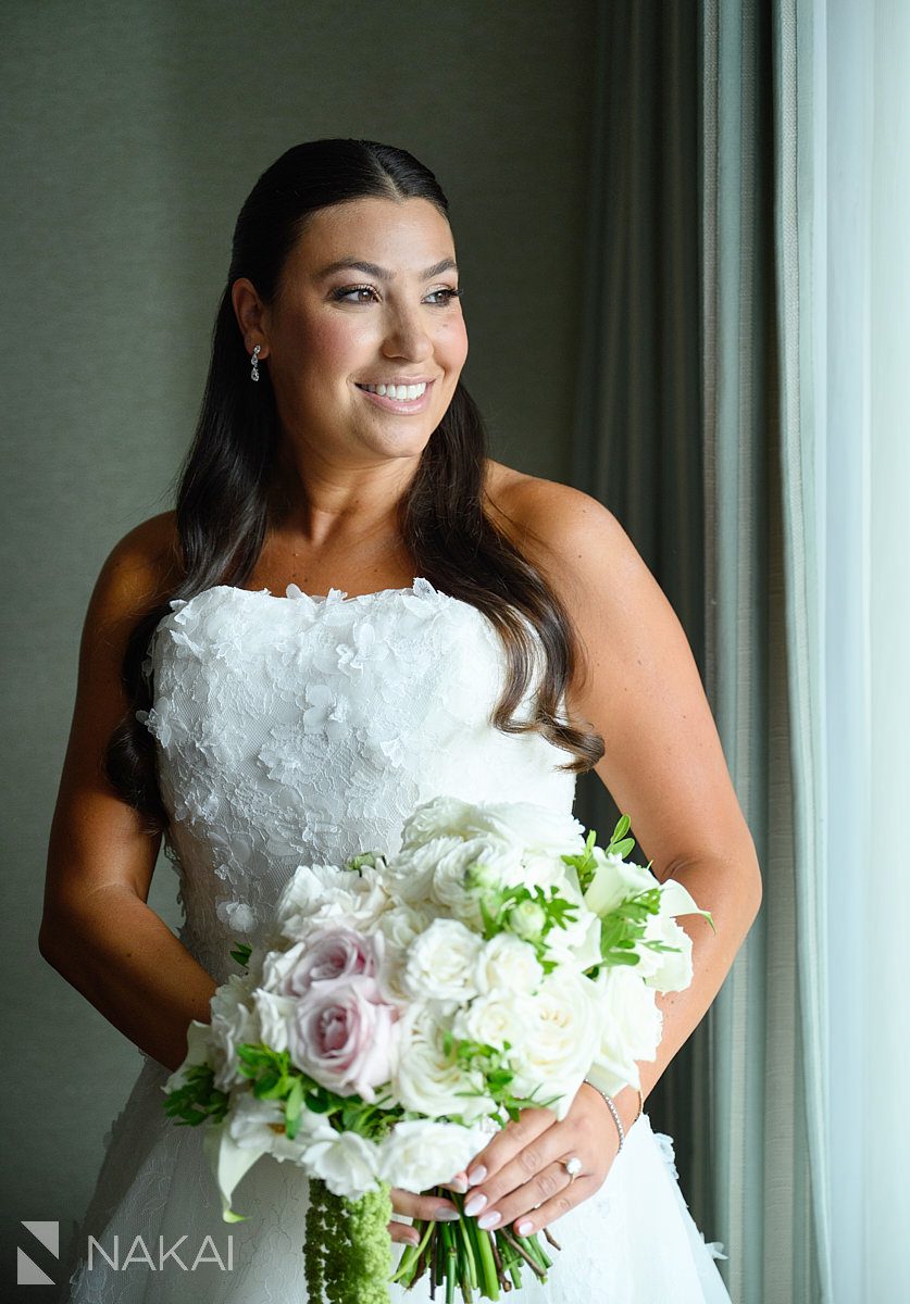 smiling bride Radisson blu aqua hotel chicago wedding 
