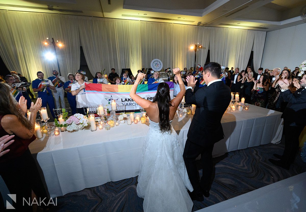 surprise marching band Radisson blu aqua hotel chicago wedding 