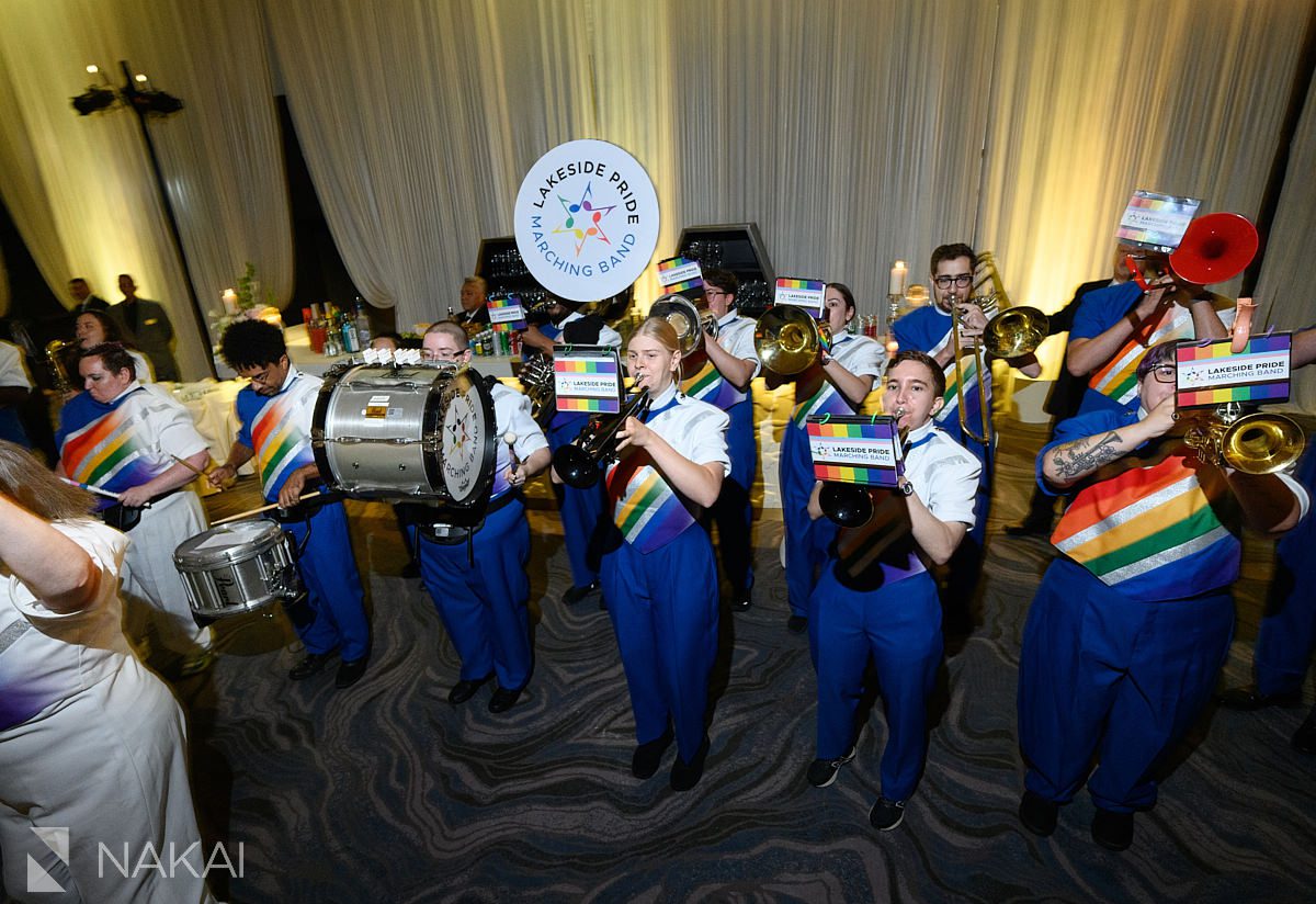 surprise marching band Radisson blu aqua hotel chicago wedding 