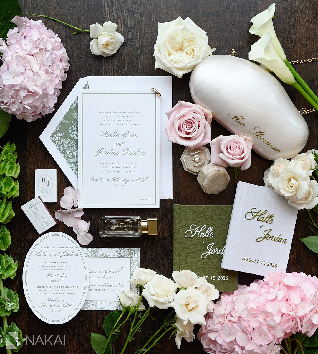 wedding details lay flat for chicago wedding