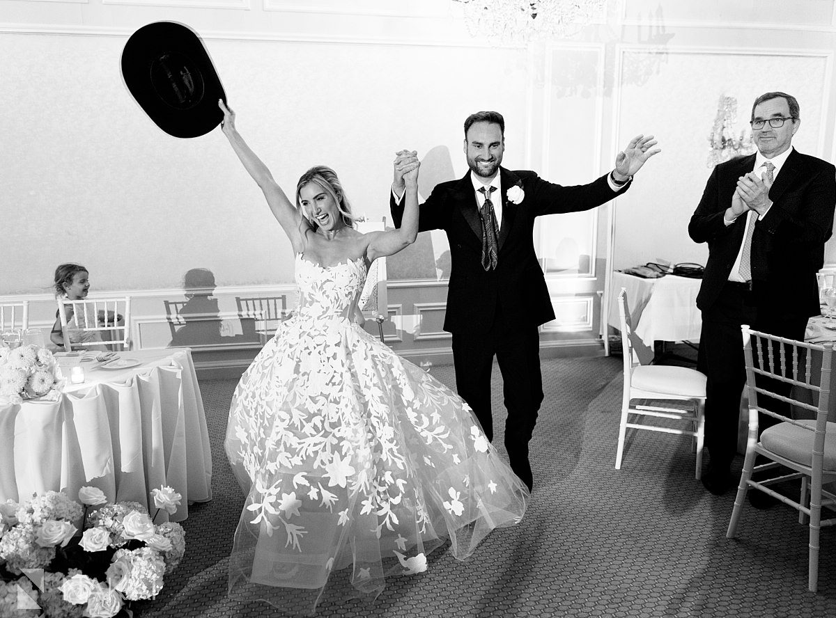 bride groom twin orchard CC wedding reception entrance