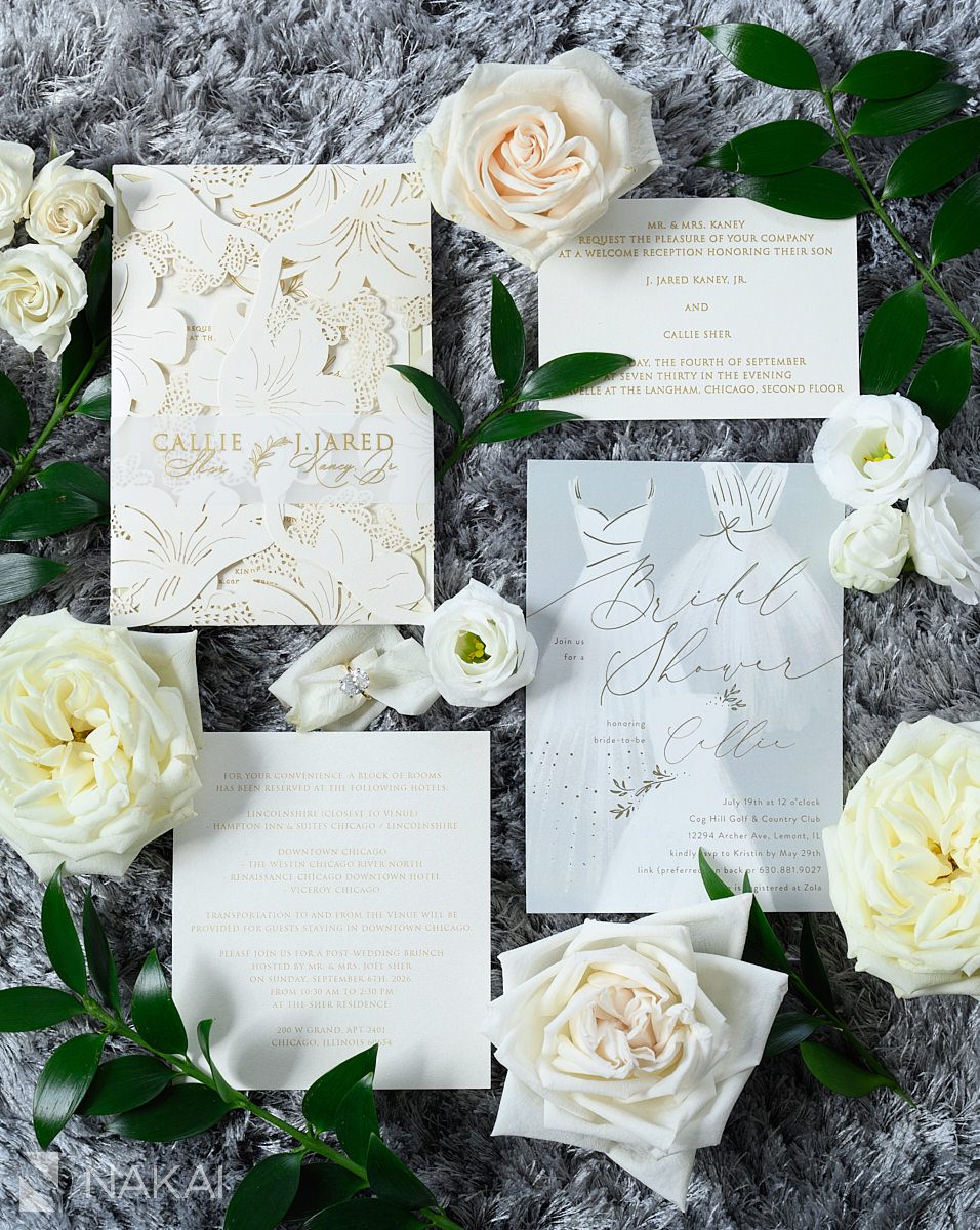 invitation lay flat with blooms
