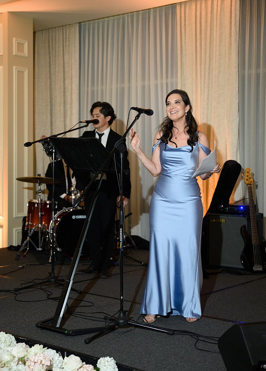 sisters toast wedding reception