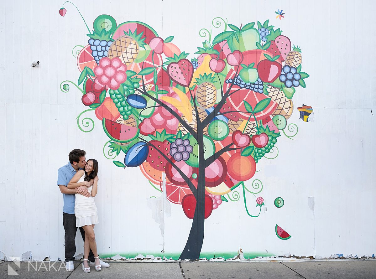 chicago wicker park engagement session by urban art of a heart tree