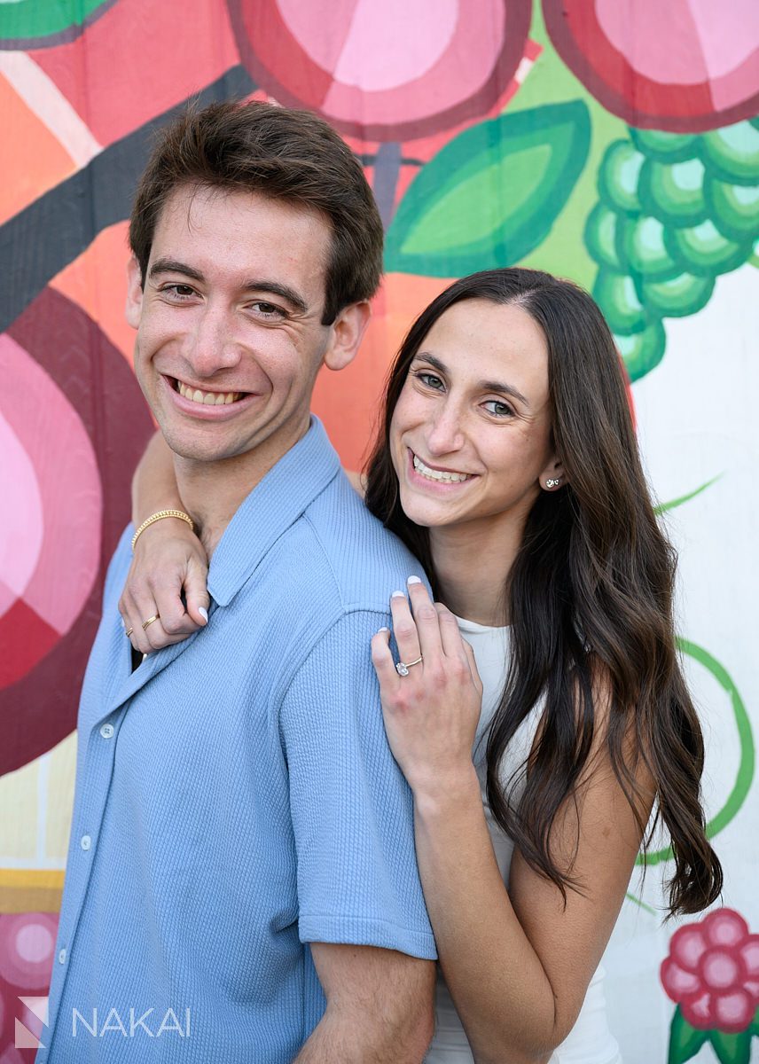 chicago urban art engagement photos in wicker park couple smiling
